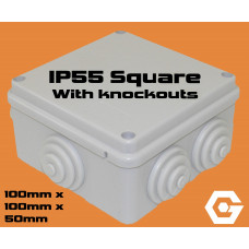 *CLEARANCE*  200 UNITS FOR PRICE OF 100 - 100mm X 100mm X 50mm Square Junction box IP55 with knockouts